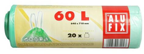 Szemeteszsák 60l önzáró szalaggal (húzófüles zöld) 20db Alufix 15mic (MSZH60UNI)