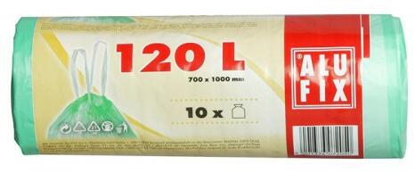 Szemeteszsák 120l zárószalagos (zöld) HDPE 10db Alufix 20mic (MSZH120UNI)