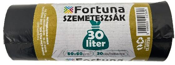Szemeteszsák FORTUNA 30L fekete 50x60 cm 20 db/tekercs (506012) - irodaszerwebaruhaz