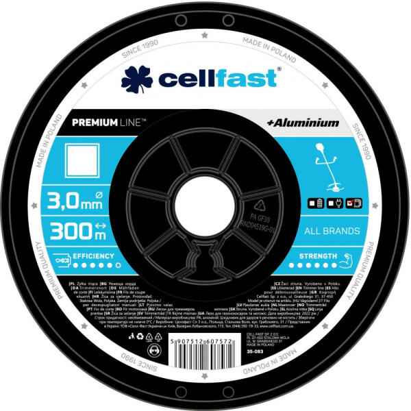Alumínium részecskékkel erősített prémium damil orsón - kerek profillal 3, 0 mm x 400 m Cellfast