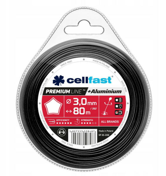 Alumínium részecskékkel erősített prémium damil - csillag profillal 3, 0 mm x 80m Cellfast