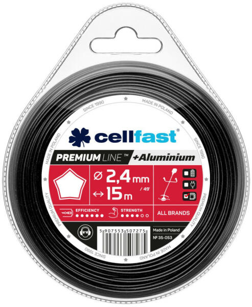 Alumínium részecskékkel erősített prémium damil - csillag profillal 2, 4 mm x 15 m Cellfast
