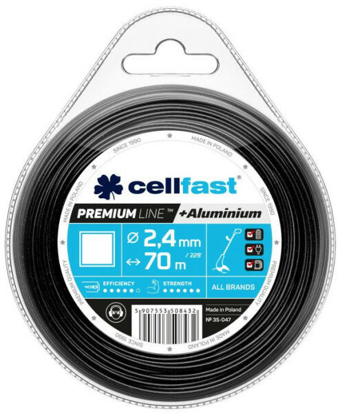 Alumínium részecskékkel erősített prémium damil - négyzet profillal 2, 4 mm x 70 m Cellfast