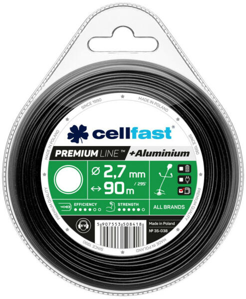 Alumínium részecskékkel erősített prémium damil fűkaszákhoz - kerek profillal 2, 7 mm x 90 m Cellfast