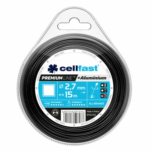 Alumínium részecskékkel erősített prémium damil - négyzet profillal 2, 7 mm x 15 m Cellfast