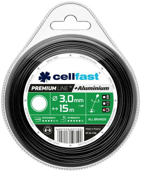 Alumínium részecskékkel erősített prémium damil fűkaszákhoz - kerek profillal 3, 0 mm x 15 m Cellfast
