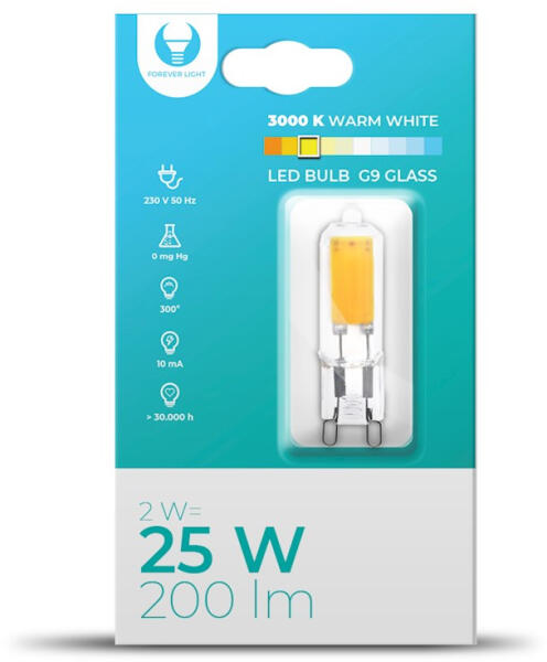 LED spotlámpa G9 2W 200lm 230° 3000K kapszula - RTV003668