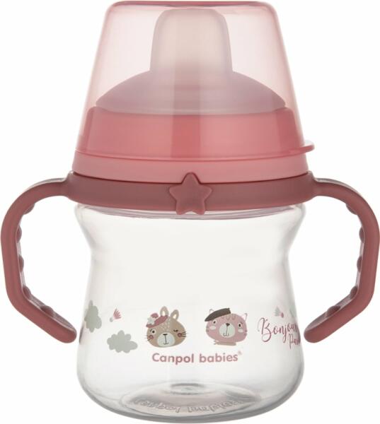 FirstCup Bonjour Paris szilikon ivócsőrrel rózsaszín 150 ml