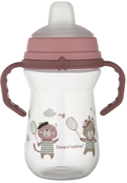 FirstCup Bonjour Paris szilikon ivócsőrrel rózsaszín 250 ml