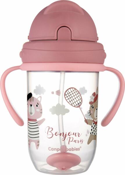 Bonjour Paris szívószállal és súllyal rózsaszín 270 ml