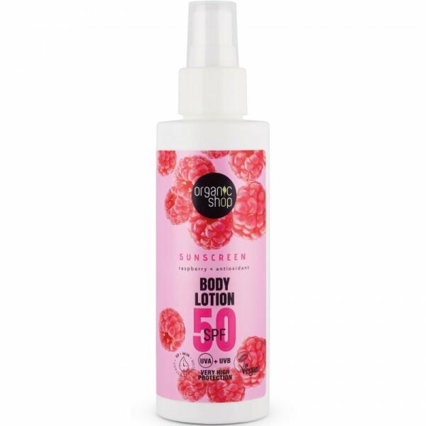 Fényvédő testápoló málnával és antioxidánsokkal SPF 50 150 ml