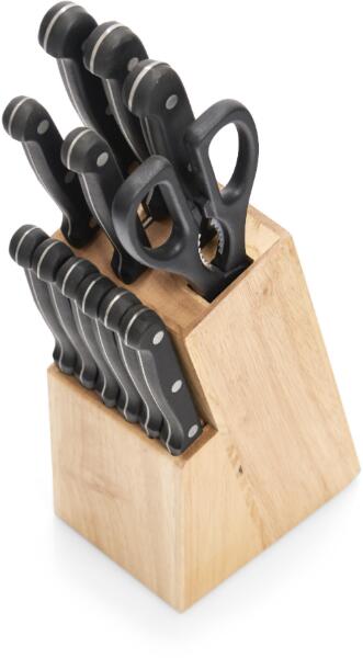 blokk 12 késsel, gumifa, 9 x 12 x 32, 5 cm (24558)