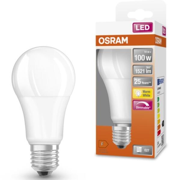 E27 LED SStar 14W 1521lm 2700K melegfehér, szabályozható 220° - 100W izzó helyett (4058075433823)