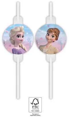 Disney Frozen II Wind Spirit, Jégvarázs papír szívószál, 4 db-os szett FSC (PNN94059)