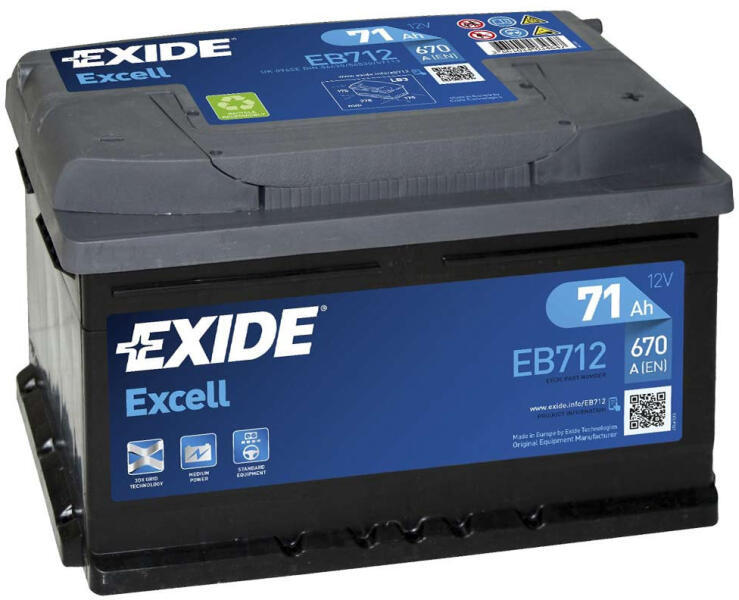 Excell 71Ah 670A right+ (EB712)