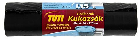 Szemeteszsák, extra erős, 135 l, 10 db, TUTI