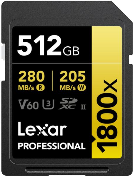 Lexar Professional 1800x SDXC 512GB UHS-II/U3/CL10/V60 (LSD1800512G ...