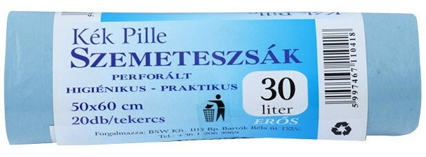 Szemeteszsák 50x60 12my, 30l Kék 20db/tek - delfinbuvar