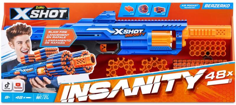 ZURU Blaster X-Shot, Insanity Berzerko, 48 proiectile (Arme pentru