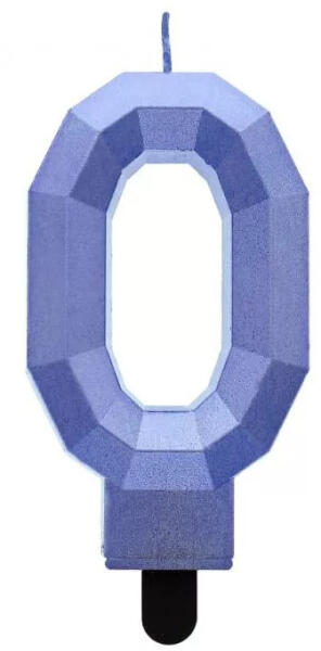 Diamond Blue Metallic, kék számgyertya, tortagyertya 0-ás (MLG162790)