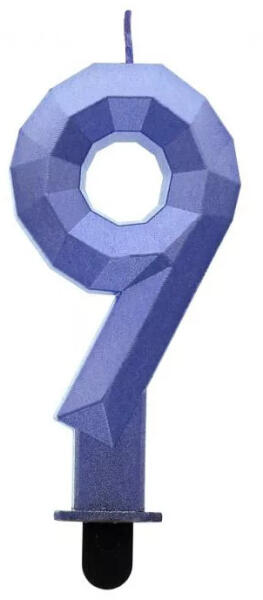 Diamond Blue Metallic, kék számgyertya, tortagyertya 9-es (MLG162974)