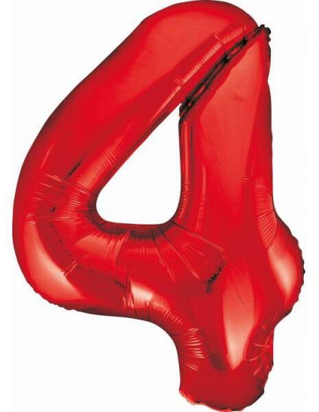 Red, Piros 4-es szám fólia lufi 85 cm (MLG120608)