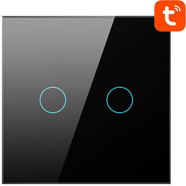 Smart Light Switch ZigBee Avatto LZTS02-EU-B2 2 Way No Neutral TUYA (black) (LZTS02-EU-B2) - mi-one