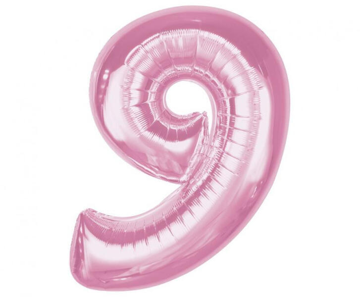 Rózsaszín 9-es Light Pink szám fólia lufi 92 cm (MLG195668) - kidsfashion