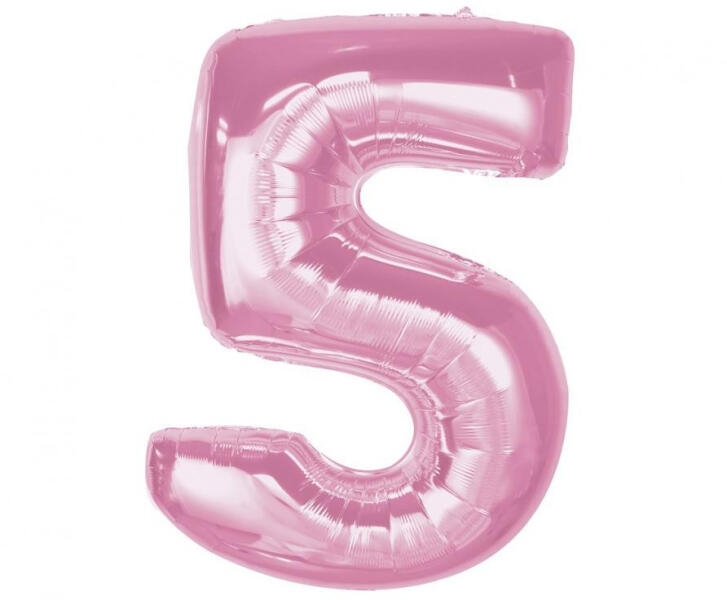 Rózsaszín 5-ös Light Pink szám fólia lufi 92 cm (MLG195620) - kidsfashion