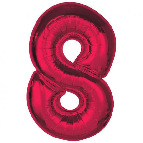Piros 8-as Red szám fólia lufi 92 cm (MLG195330) - kidsfashion