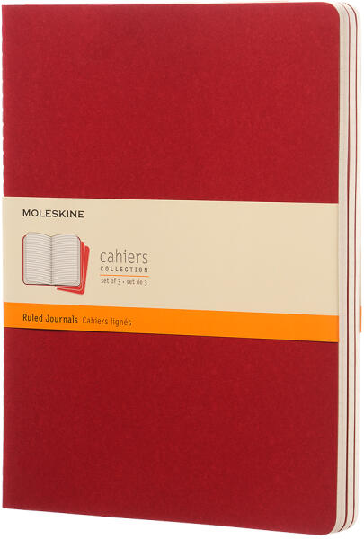 Cahier 19x25 cm puhafedeles piros 60 lapos vonalas Jegyzetfüzet (3 db.) (CH121)