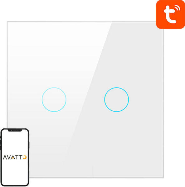 Smart Light Switch ZigBee Avatto ZTS02-EU-W2 2 Way TUYA (white) (ZTS02-EU-W2) - mi-one