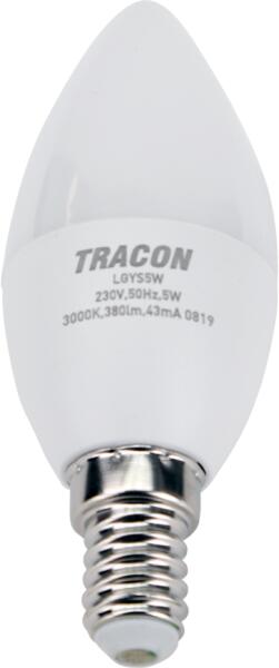 Tracon LGYS5NW Gyertya búrájú LED fényforrásSAMSUNG chippel 230V, 50Hz, 5W, 4000K, E14, 450lm, 180°, C37, SAMSUNG chip, EEI=F (LGYS5NW)