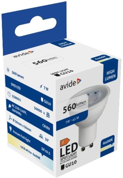 Led Spot Alu+Plastic 7W Gu10 36° Cw 6400K (ABGU10CW-7W-NBA)