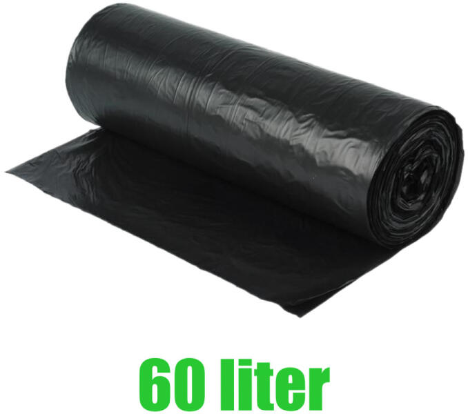 Szemeteszsák 60/65 liter 60 x 70 cm 20 db/tekercs fekete - delfinbuvar