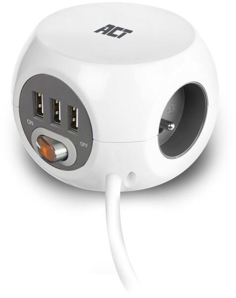 3 Plug + 3 USB 1,5 m Switch (AC2430)