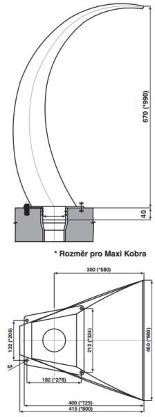 Maxi Kobra 600 mm vízköpő, rozsdamentes acél AISI 316, polírozott változatban