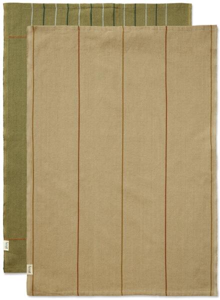 Konyharuha ITO 50 x 70 cm, 2 db szett, zöld / bézs, pamut, szilárd LIVING (FERM1104270141)