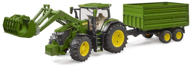 John Deere 7R 350 traktor homlokrakodóval és pótkocsival 1:16 (03155)