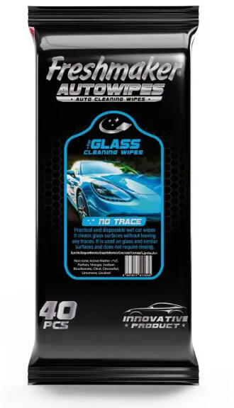 Freshmaker AutoWipes autóüveg tisztító kendő 40 lapos
