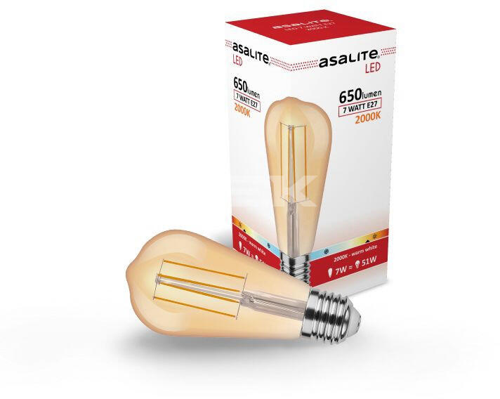 LED Izzó ST64 filament E27 7W 2000K (650 lumen)