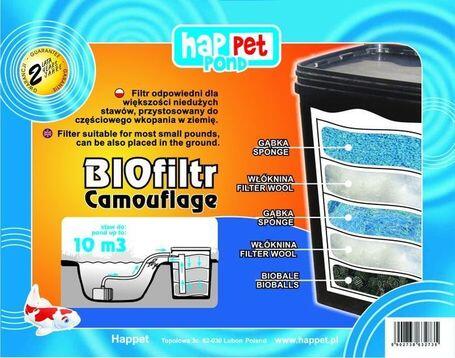 BIOfilter Camouflage dobozszűrő és 2000 l/h szivattyú (33 l | 7000 l-ig | Tömlőátmérő: 20 mm be / 30 mm ki)