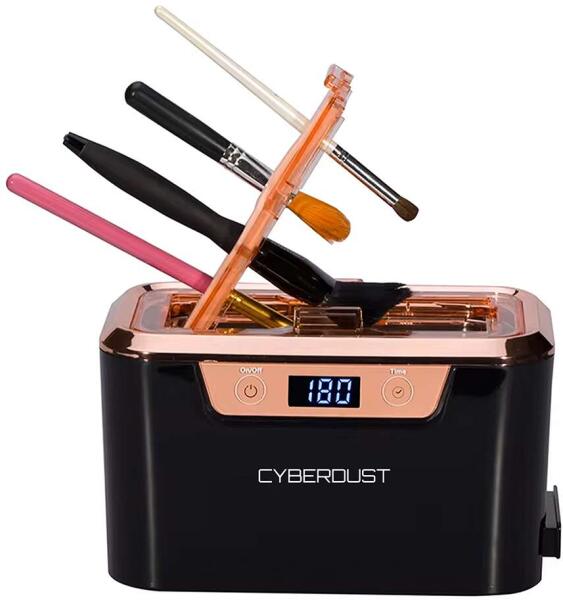 Ultrahangos tisztító sminkecsetekhez CYBERDUST, Fekete, Professzionális, Rose Gold, 5 tisztítási ciklus, 5-6 ecset egyszerre, Különleges ecsetfedél, Digitális időzítő, Ékszerek, Szemüvegek, R (A-031)