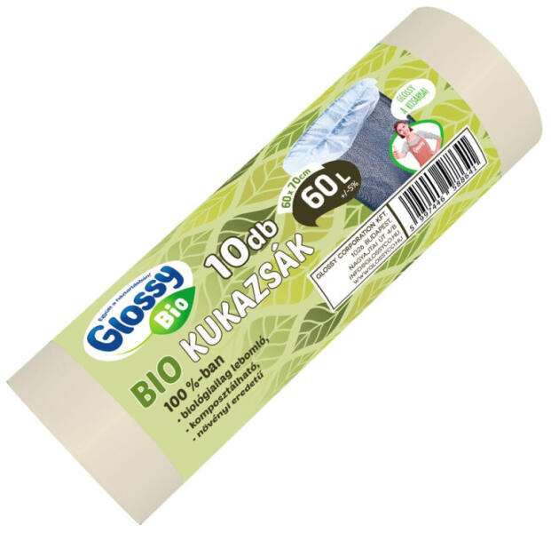BIO komposztálható, lebomló kukazsák 60L (60x70cm) - 10db