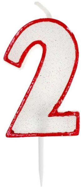 Red Outline Glitter, Piros 2-es számgyertya, tortagyertya (MLG603047) - pepita - 250 Ft