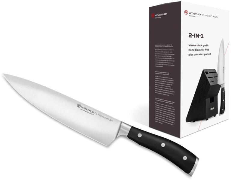 Wüsthof CLASSIC IKON konyhakés 20 cm, 5 késes blokkkal, fekete színű (1090370102)