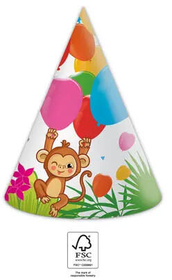 Jungle Balloons, Dzsungel Parti kalap, csákó 6 db-os FSC (PNN93784)