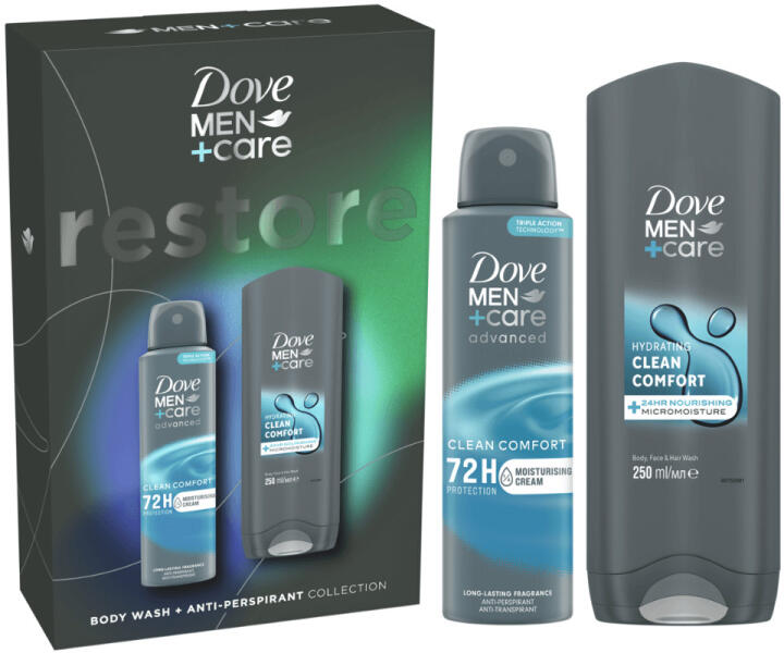 MEN+Care Clean Comfort ajándékcsomag 2024 - tusfürdő 250 ml + dezodor 150 ml