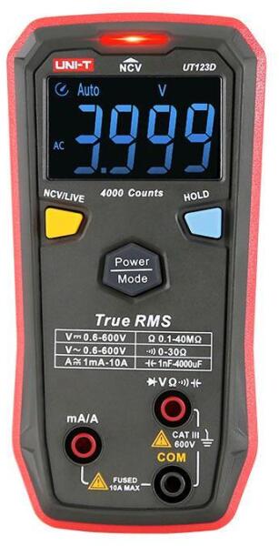 Digitális Smart multiméter, AC/DC feszültség és áram, NCV, UNI-T UT123D (UNI-T UT123D)