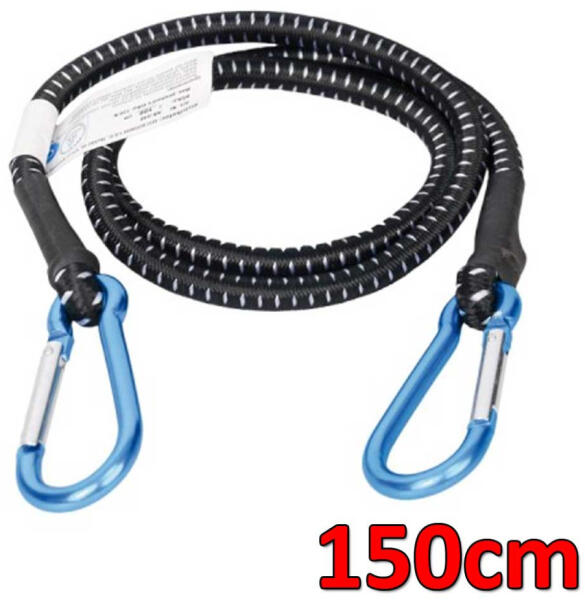 Karabíneres csomagrögzítő, gumipók, prémium, 150cm (7436)